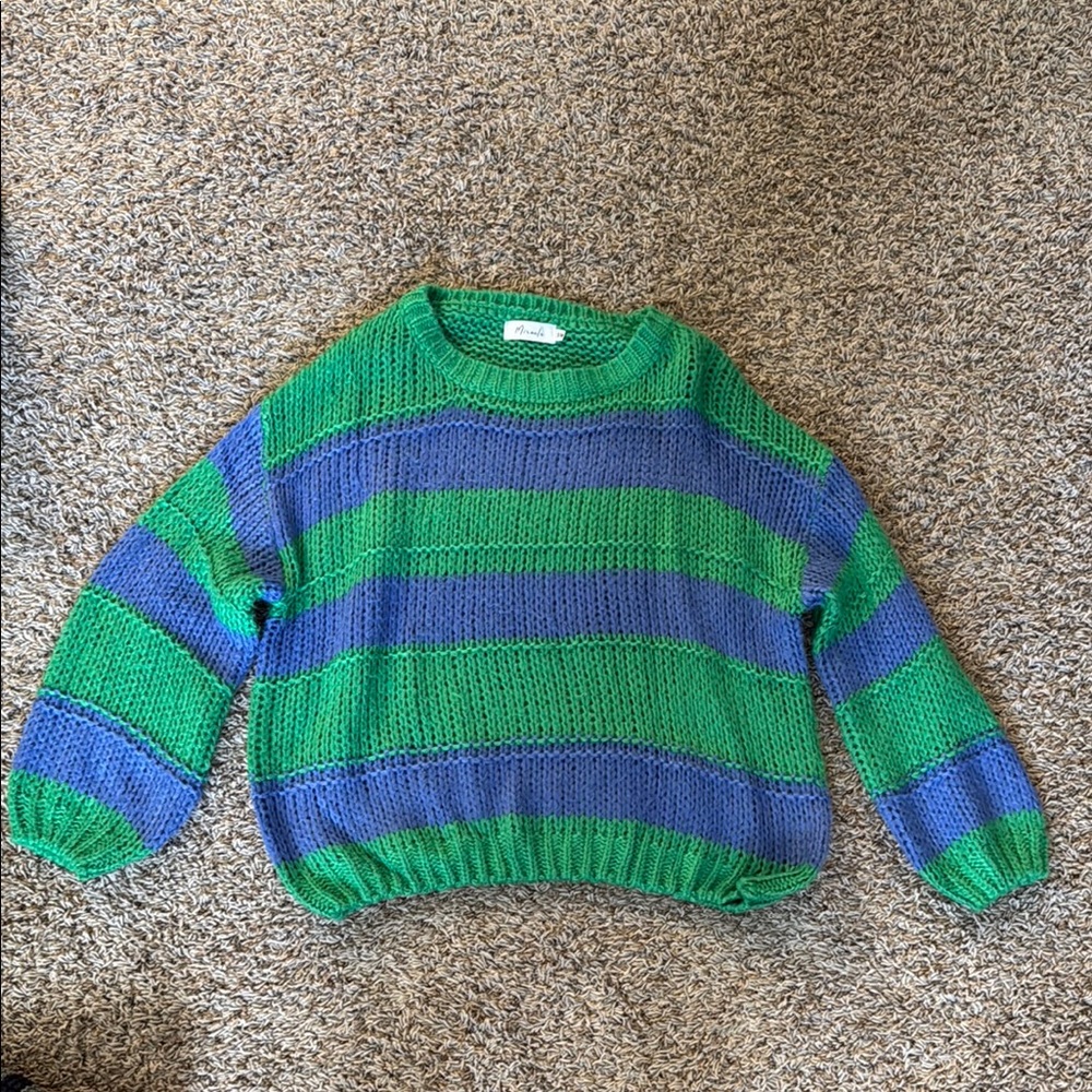 Blue and Green Striped Sweater